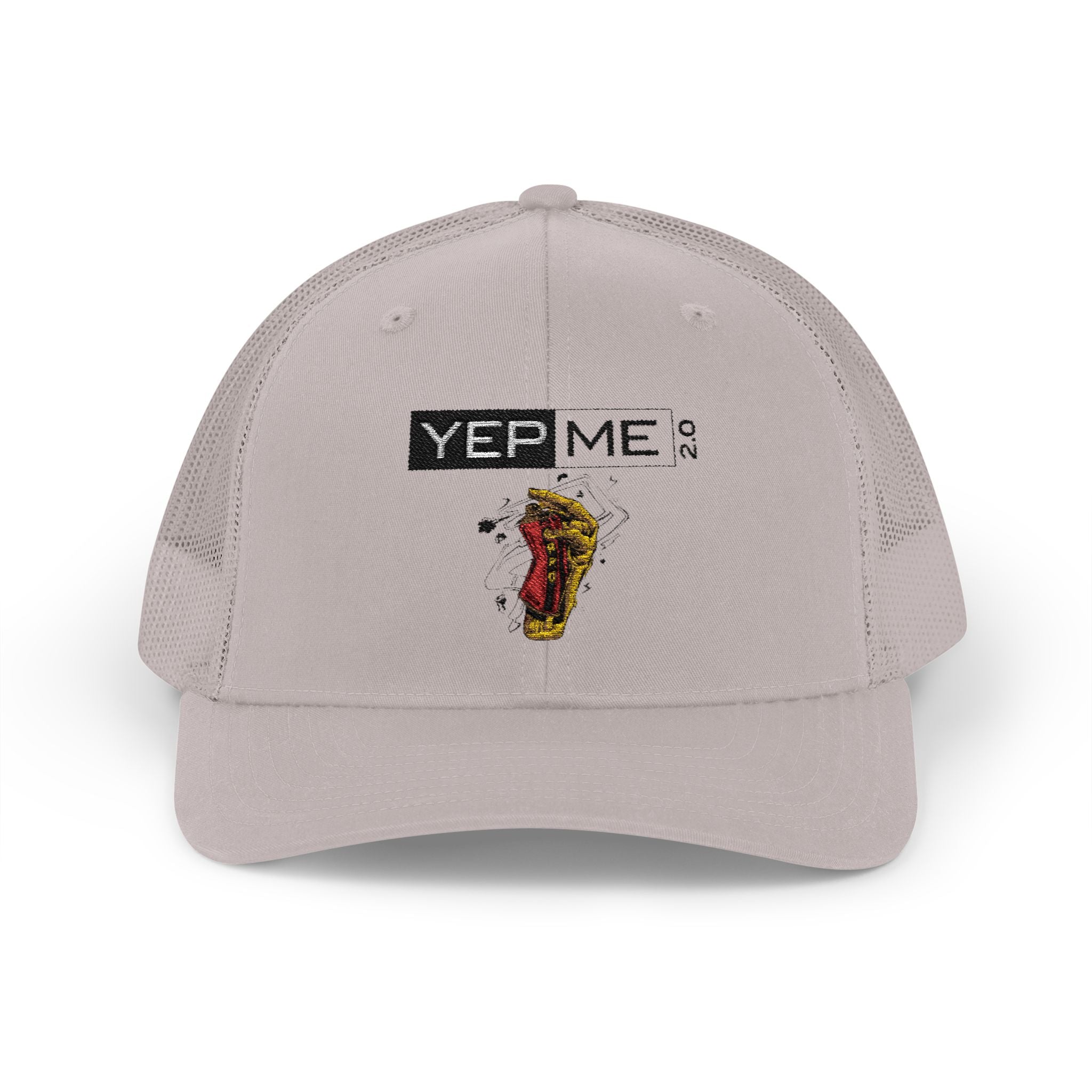 Yep Me Trucker Cap — White Snapback Hat with Retro Graphic