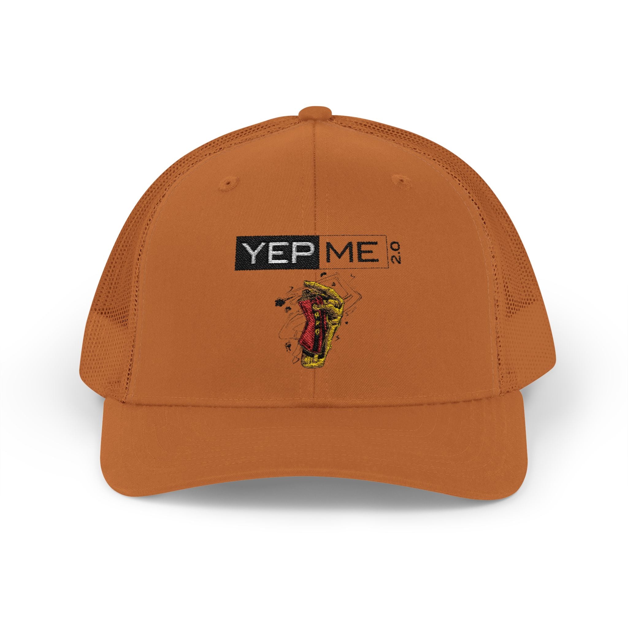Yep Me Trucker Cap — White Snapback Hat with Retro Graphic