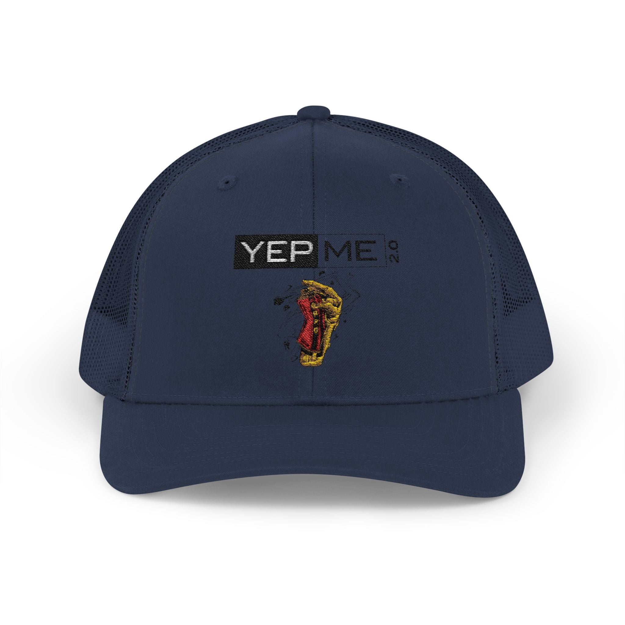 Yep Me Trucker Cap — White Snapback Hat with Retro Graphic