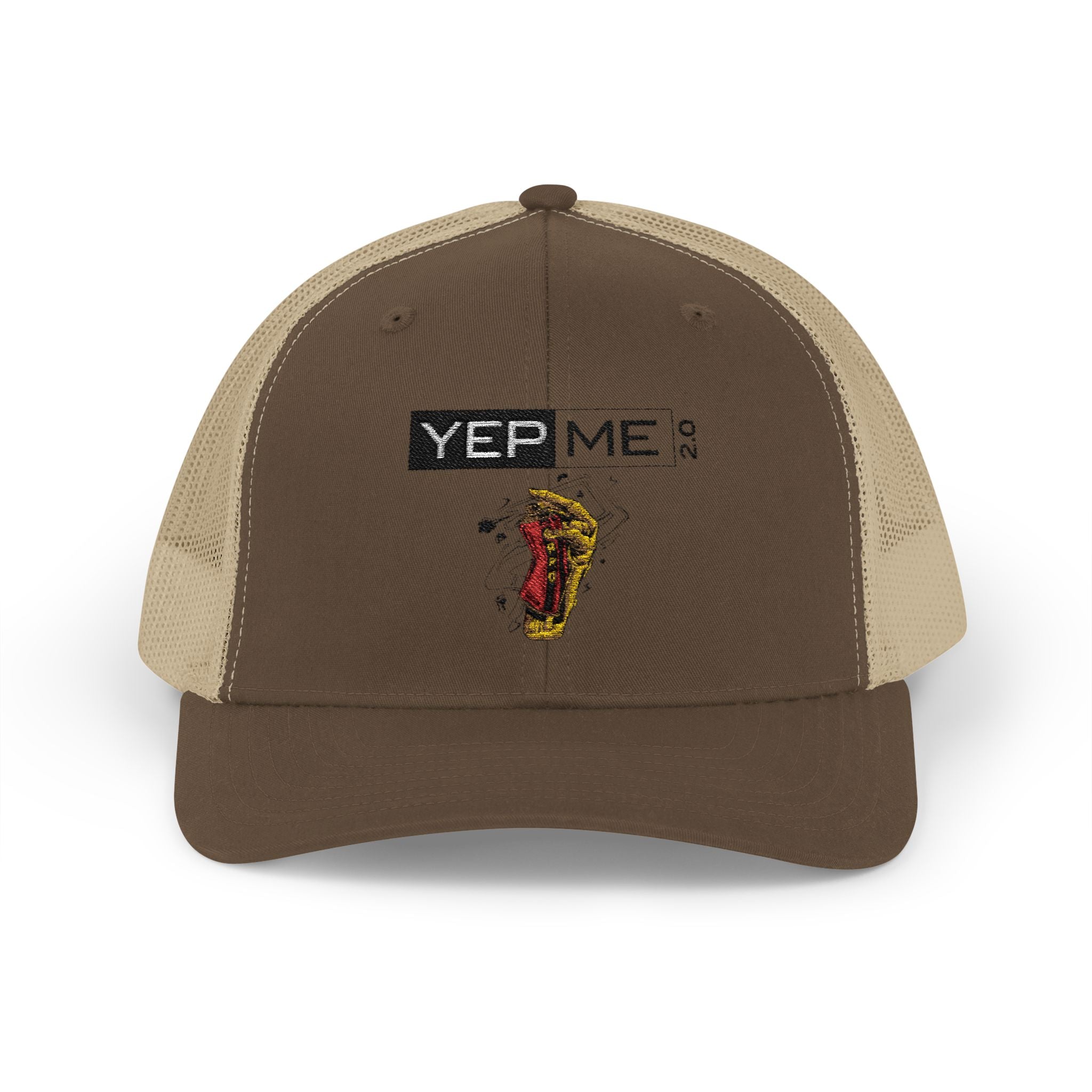 Yep Me Trucker Cap — White Snapback Hat with Retro Graphic