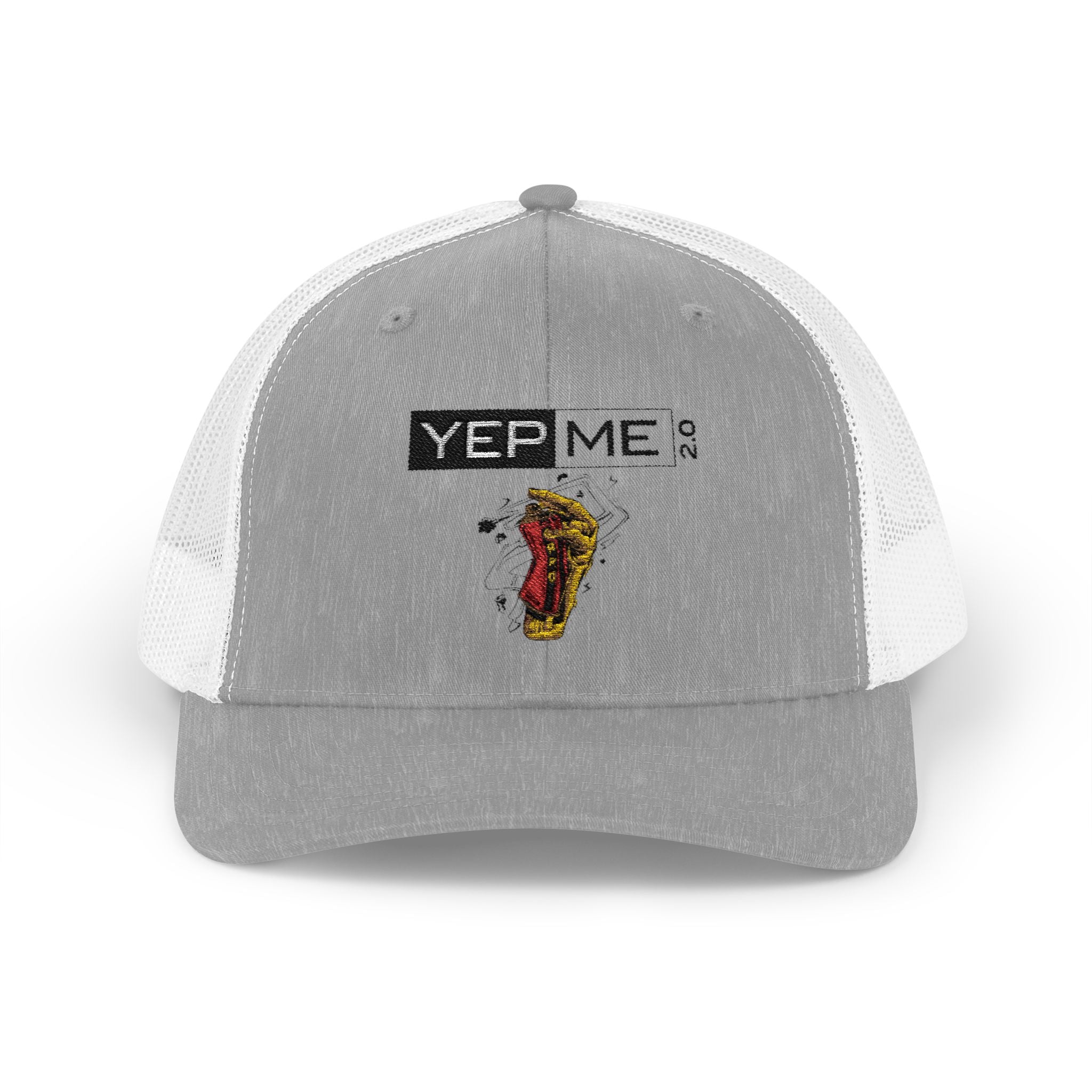 Yep Me Trucker Cap — White Snapback Hat with Retro Graphic