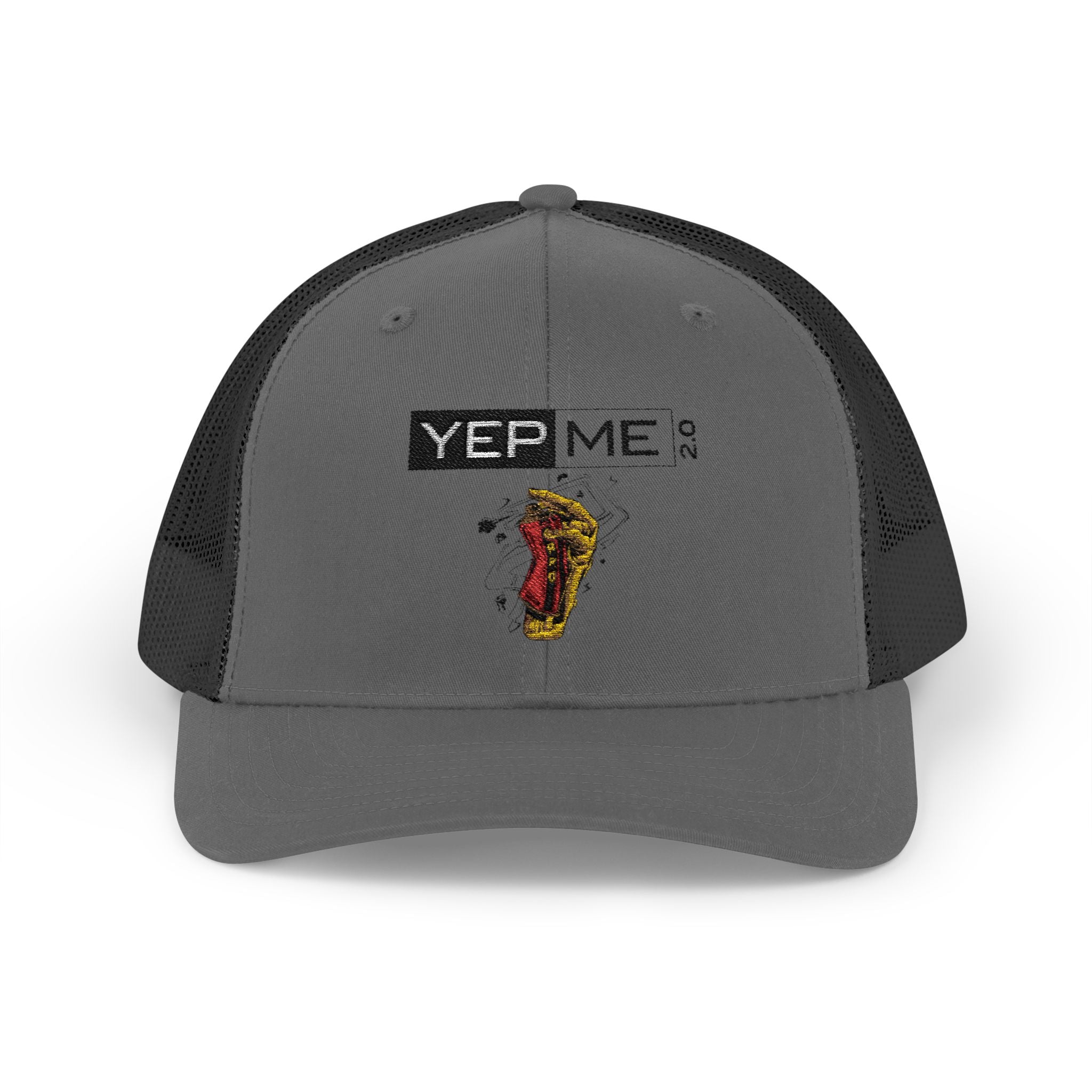 Yep Me Trucker Cap — White Snapback Hat with Retro Graphic