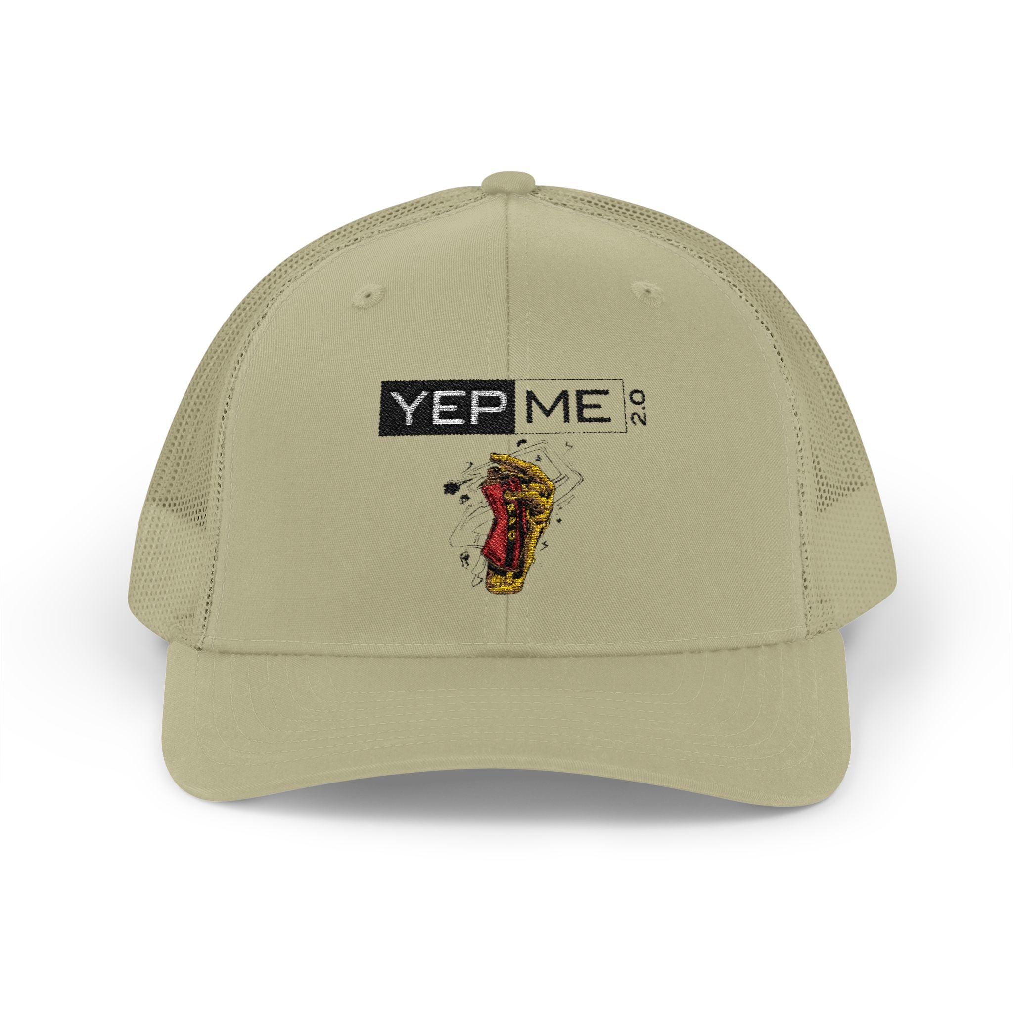 Yep Me Trucker Cap — White Snapback Hat with Retro Graphic