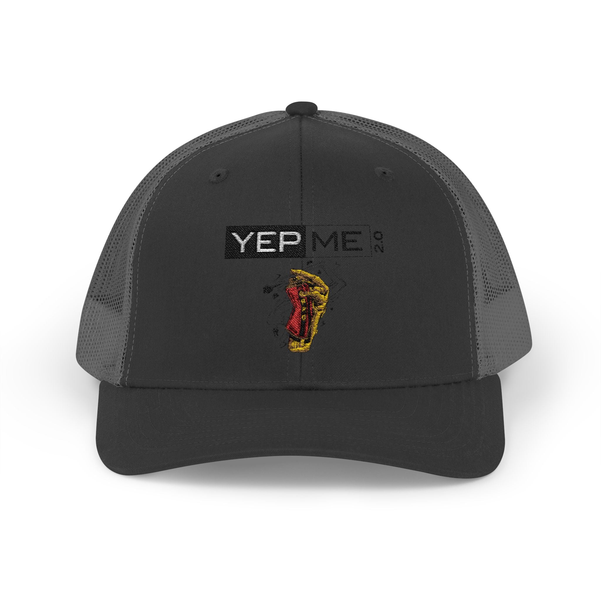 Yep Me Trucker Cap — White Snapback Hat with Retro Graphic