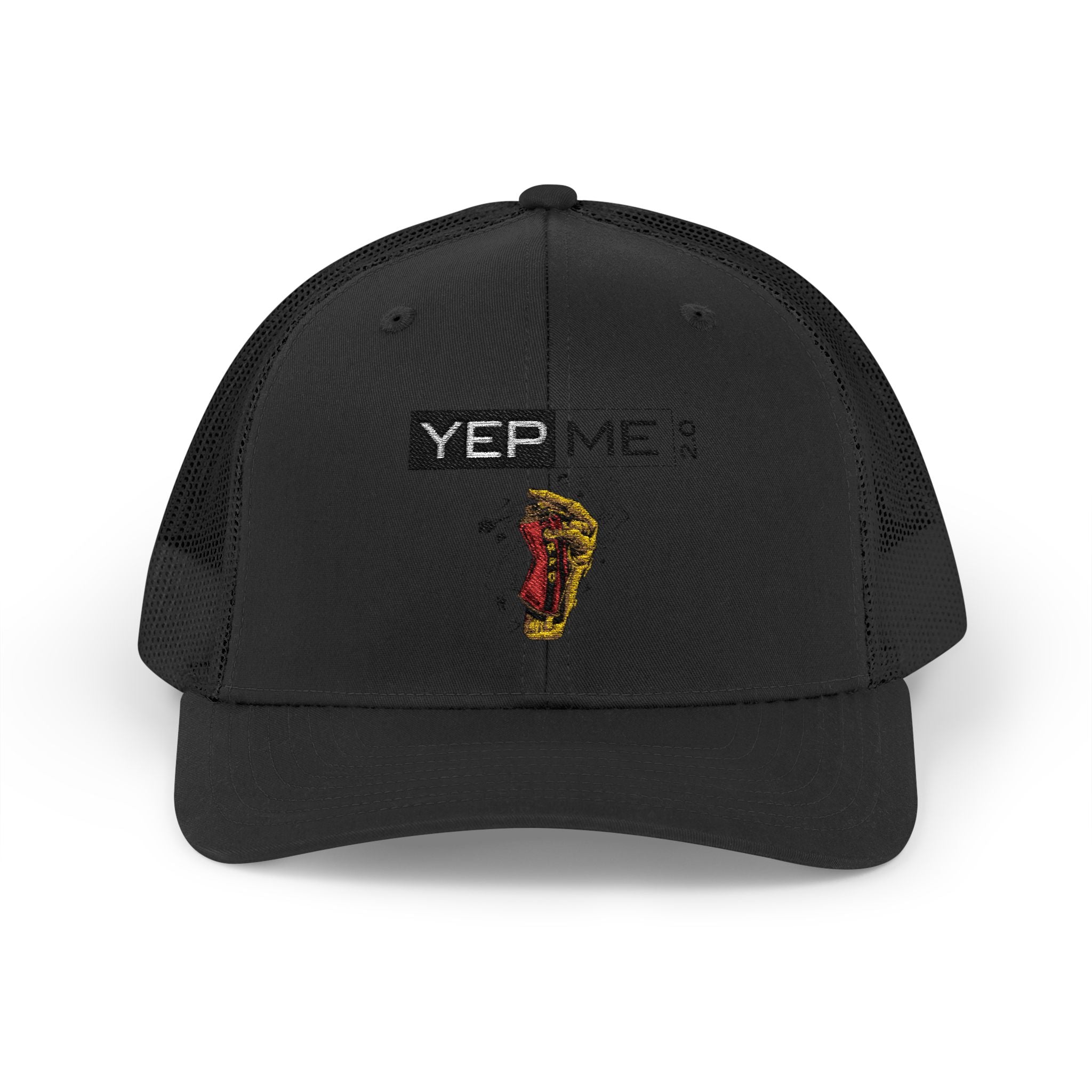 Yep Me Trucker Cap — White Snapback Hat with Retro Graphic
