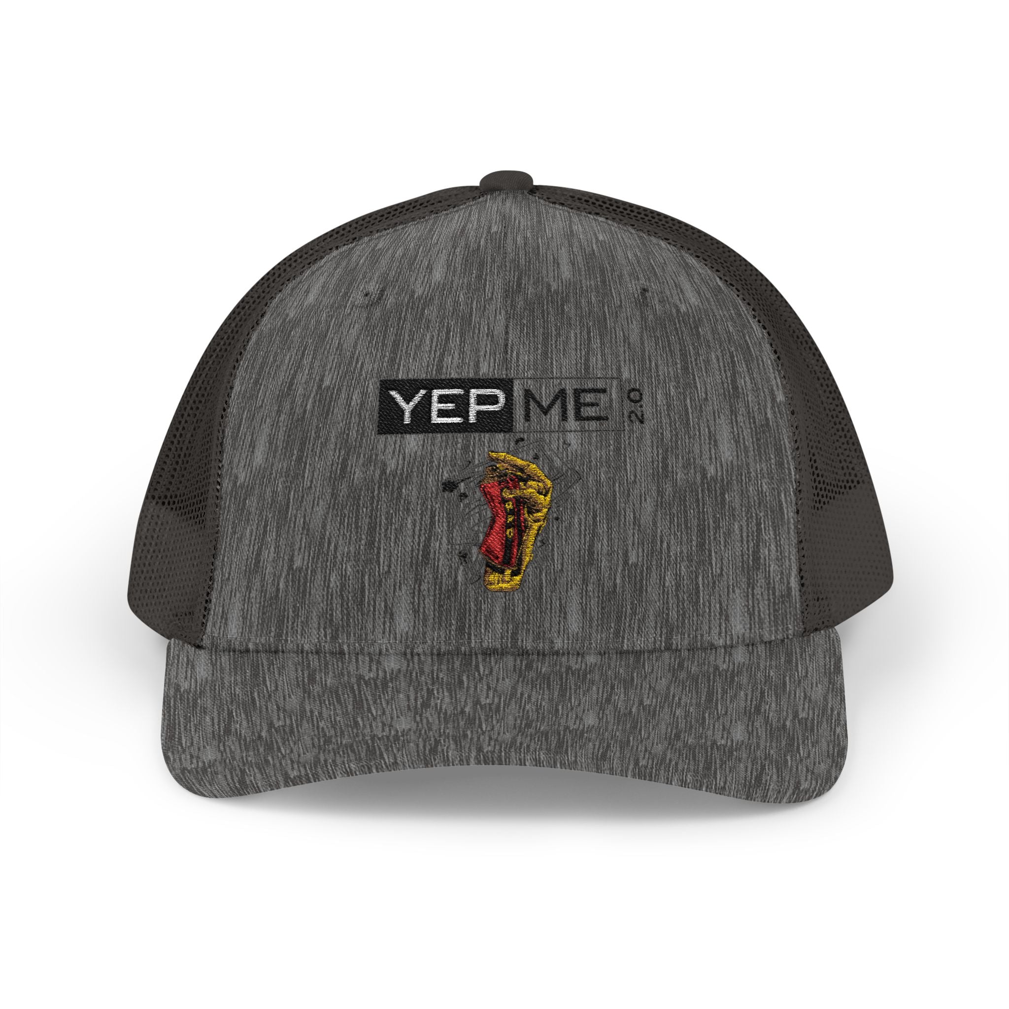 Yep Me Trucker Cap — White Snapback Hat with Retro Graphic