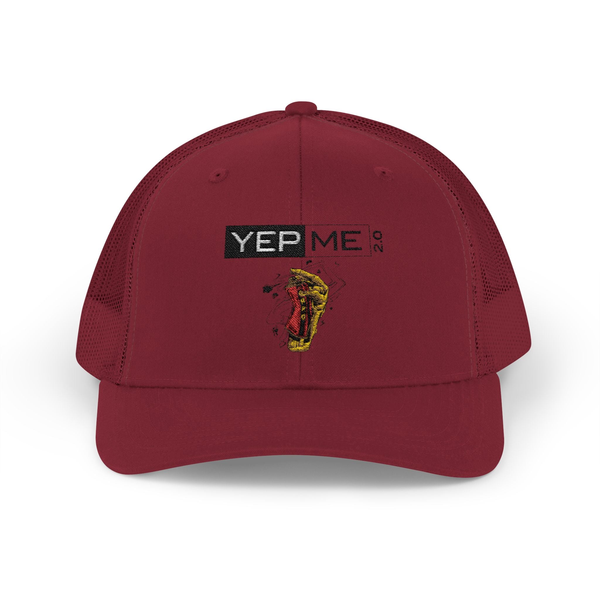 Yep Me Trucker Cap — White Snapback Hat with Retro Graphic