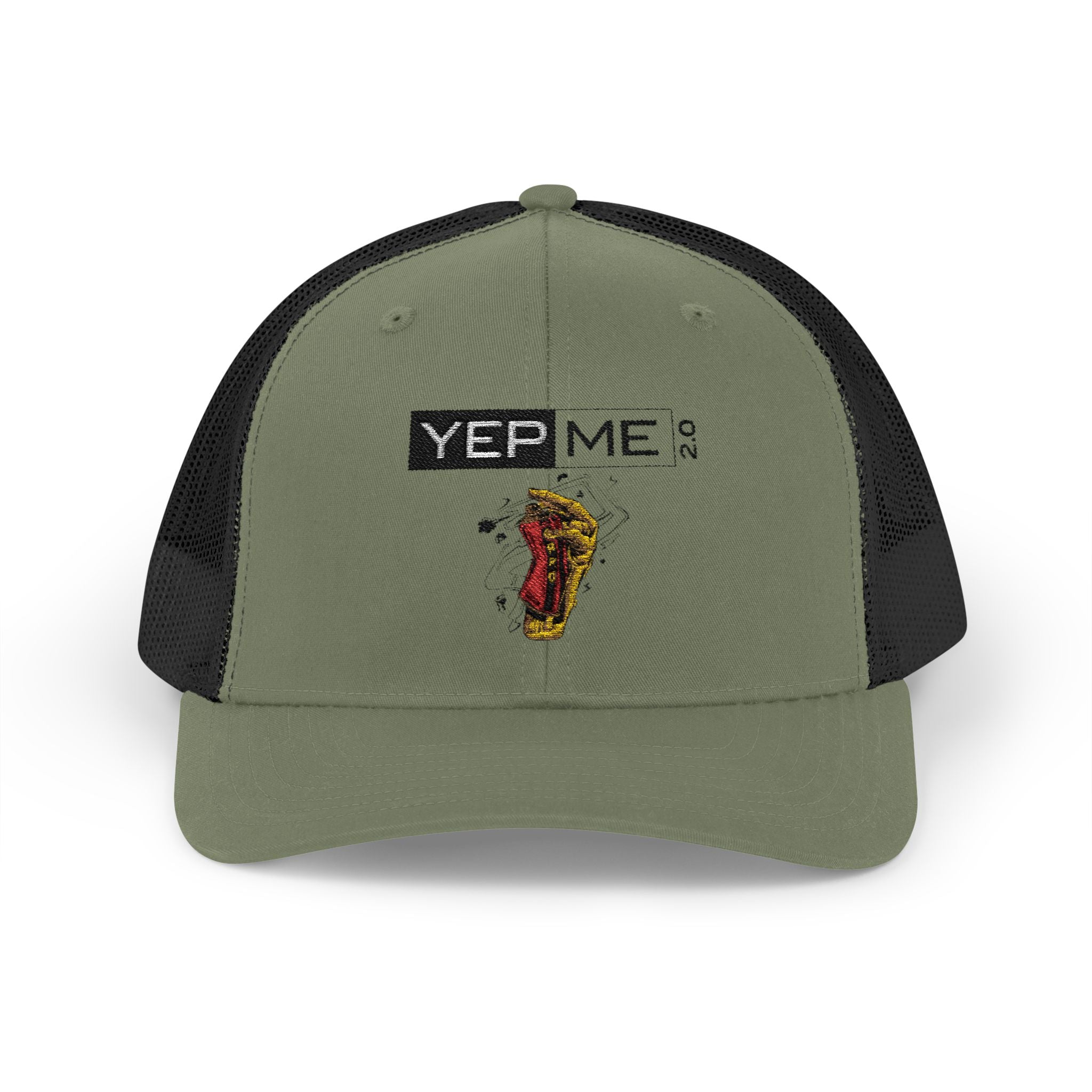 Yep Me Trucker Cap — White Snapback Hat with Retro Graphic