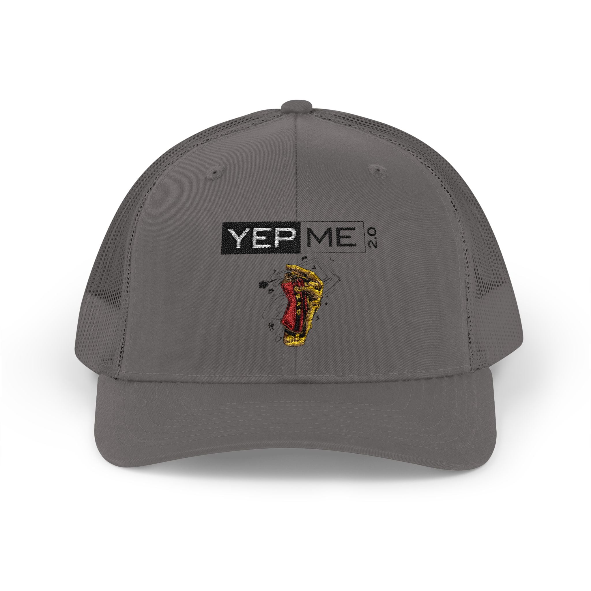 Yep Me Trucker Cap — White Snapback Hat with Retro Graphic