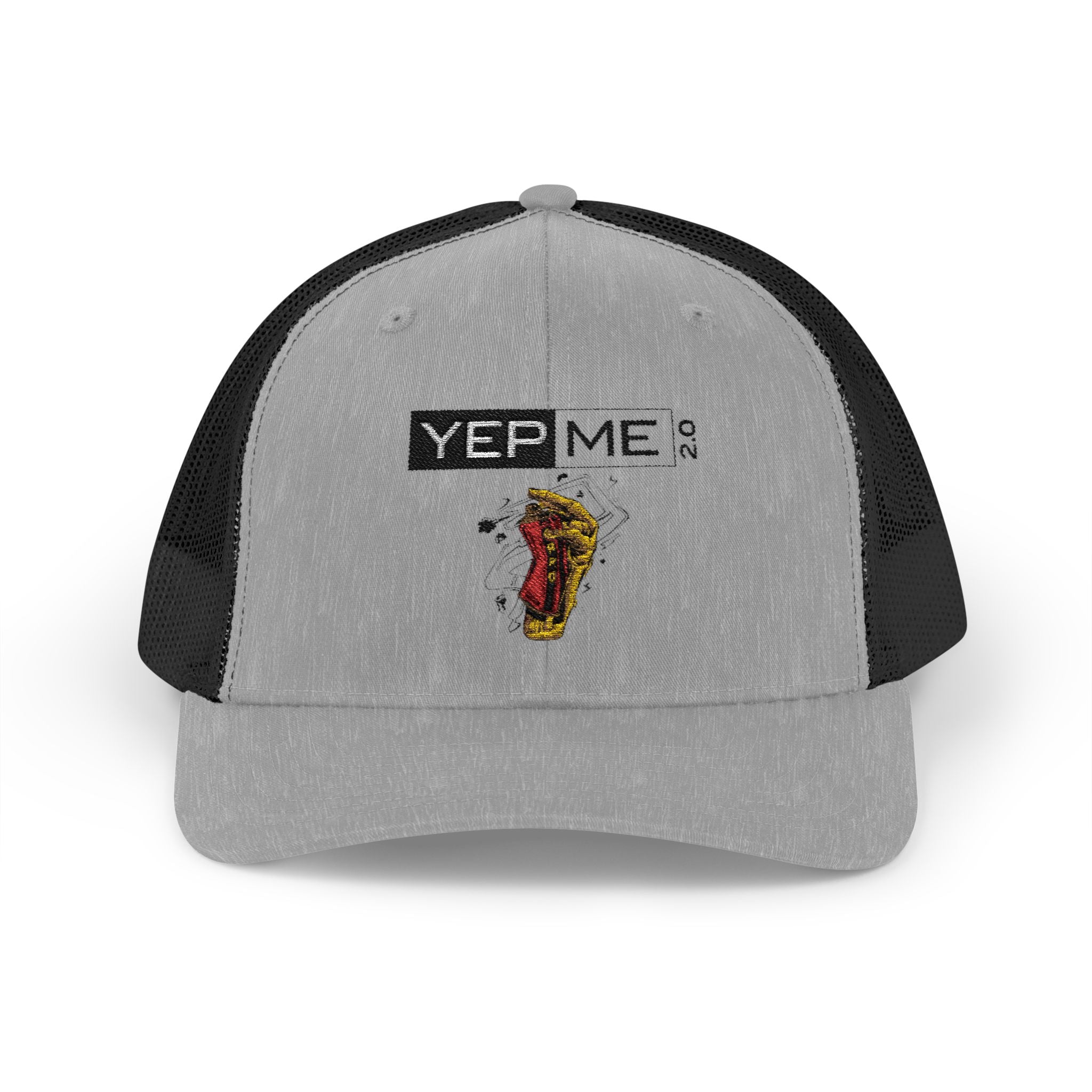 Yep Me Trucker Cap — White Snapback Hat with Retro Graphic