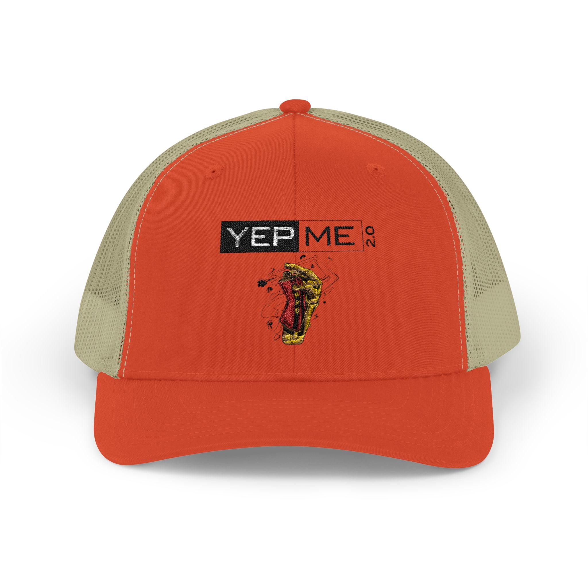 Yep Me Trucker Cap — White Snapback Hat with Retro Graphic