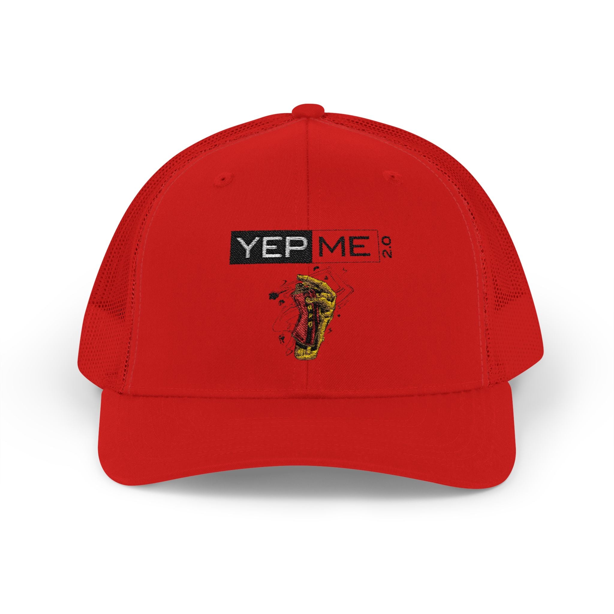 Yep Me Trucker Cap — White Snapback Hat with Retro Graphic