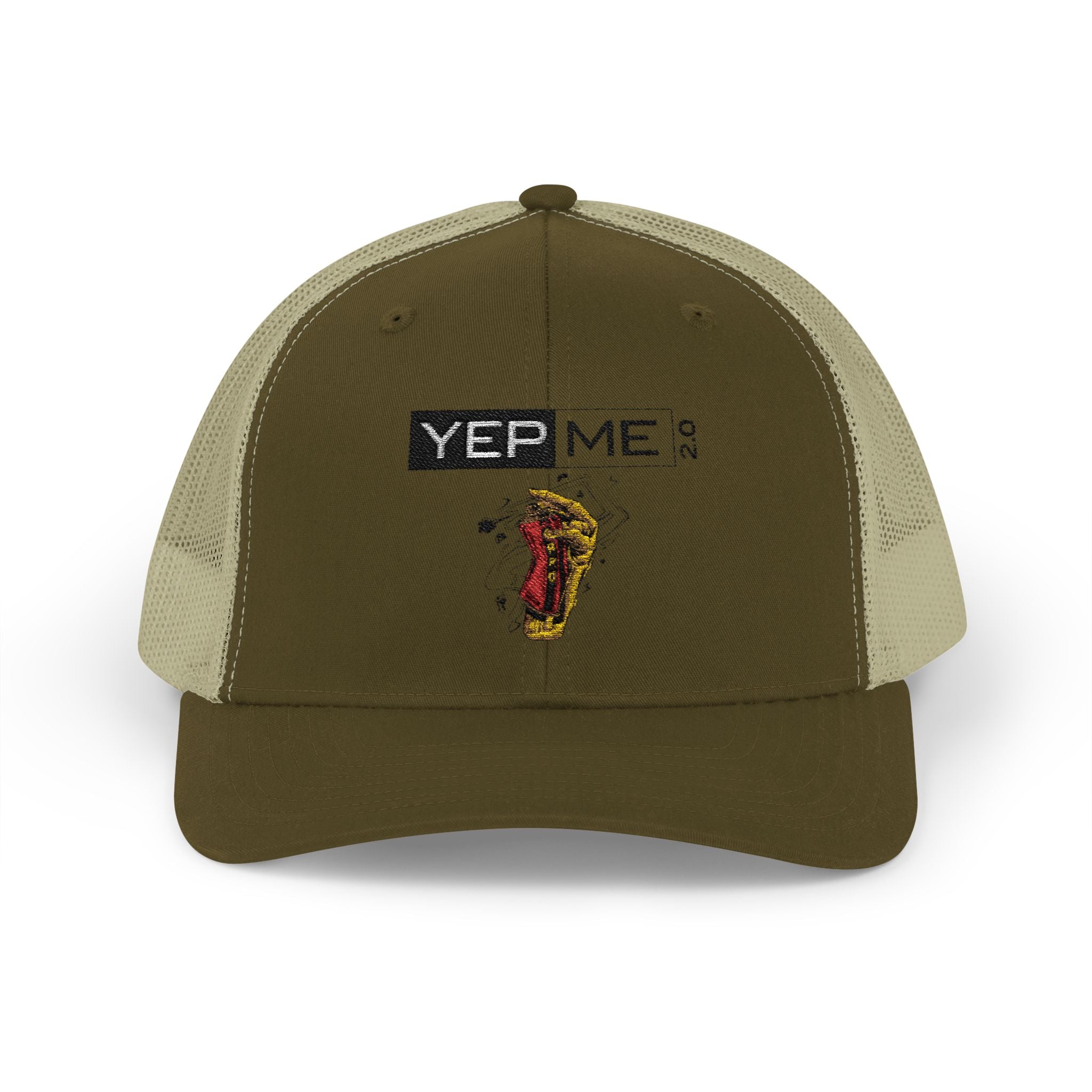 Yep Me Trucker Cap — White Snapback Hat with Retro Graphic